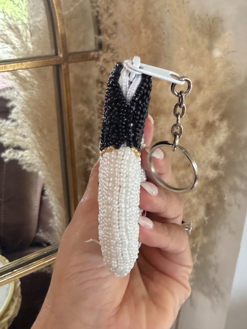 Vintage Beaded Holiday Snowman Coin Purse Keychain Ring (4.5